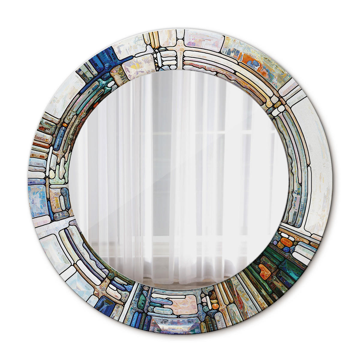 SPIEGEL Ø50 cm Rund mit Aufdruck - Perlmutt, Glas (50/50/0.4cm) - TULUP