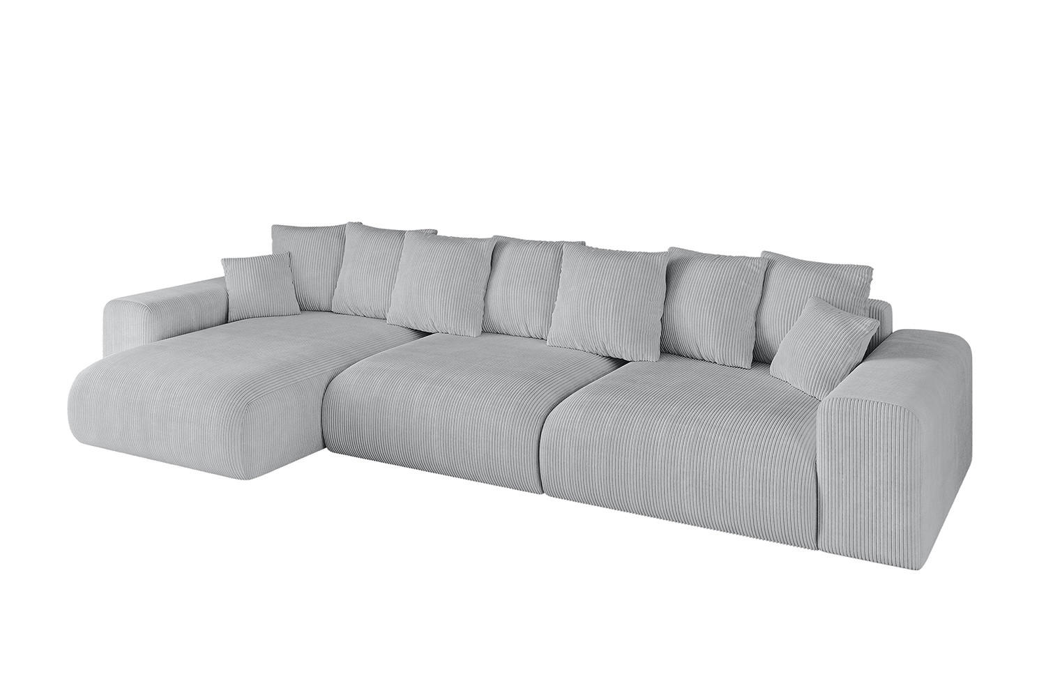 ECKSOFA Ottomane links ESKAR-L 364x176x84 Grau Cord - Schwarz/Grau, Holzwerkstoff/Kunststoff (364/176cm) - ALTDECOR