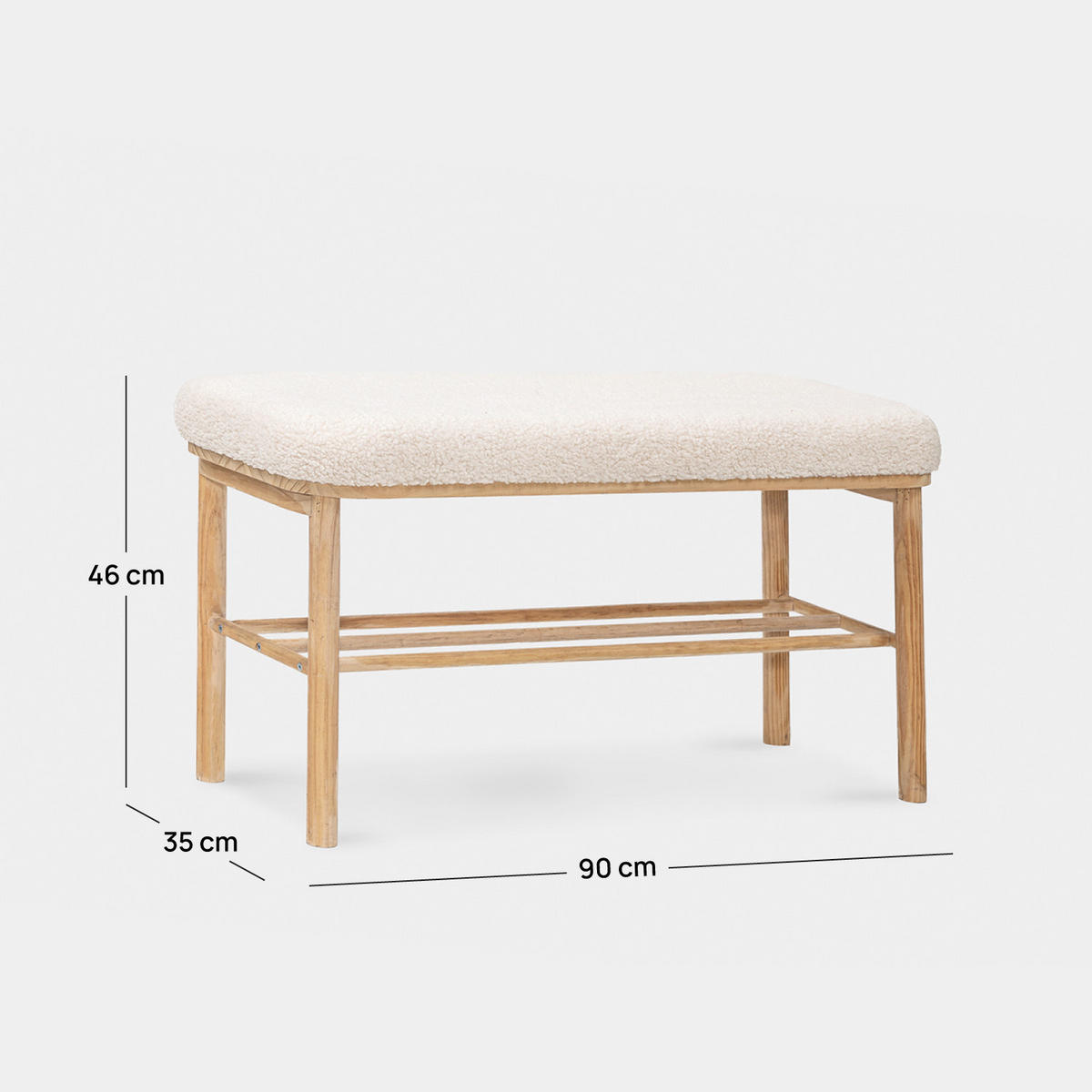 BETTENDE Enise Weiß 90 cm x 46 cm - Weiß, Textil (90/46/35cm) - Klast Home