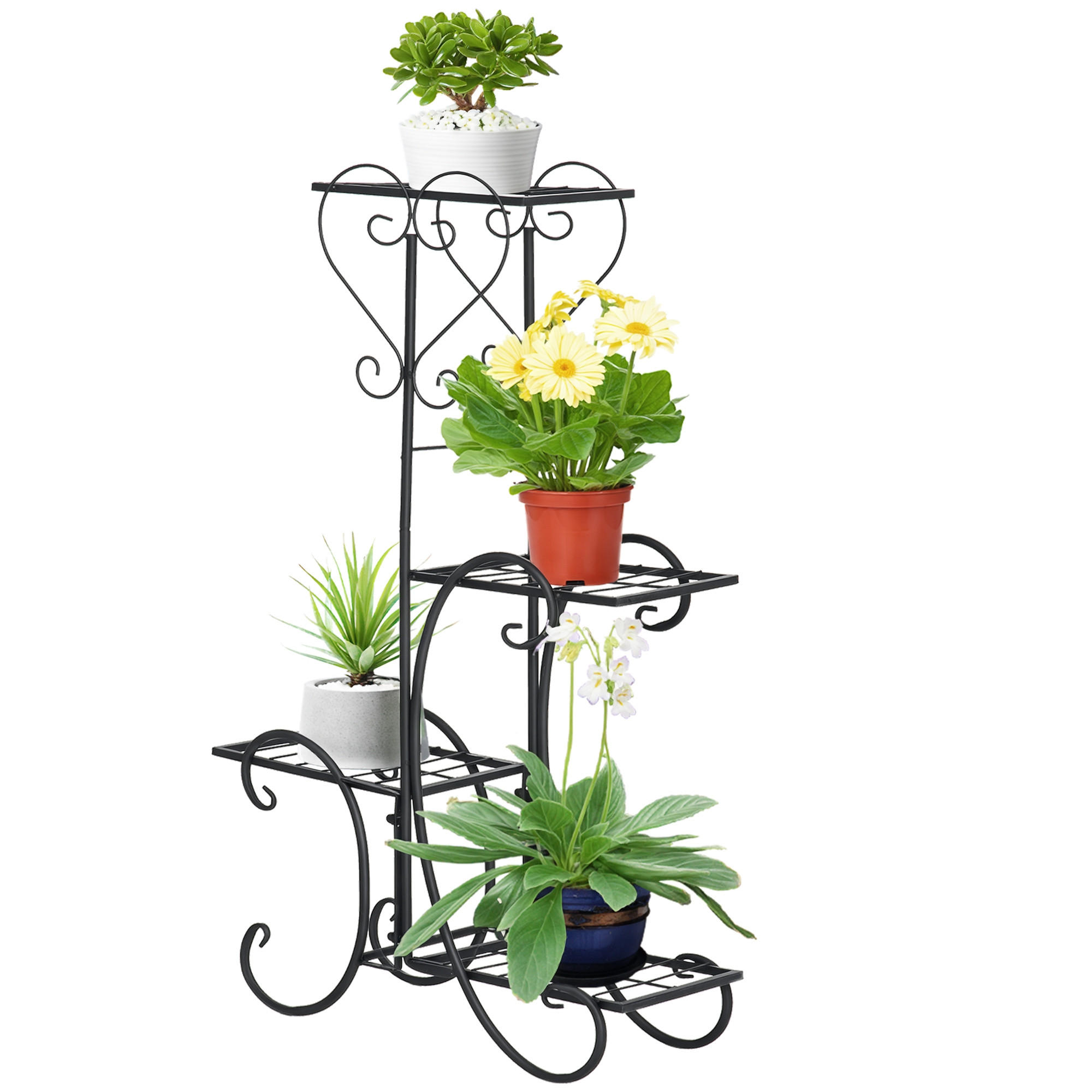 BLUMENSTÄNDER DE-05340 4 Ebenen, Metall Schwarz - Schwarz, Metall (45/24.5/80cm) - ComfortXL