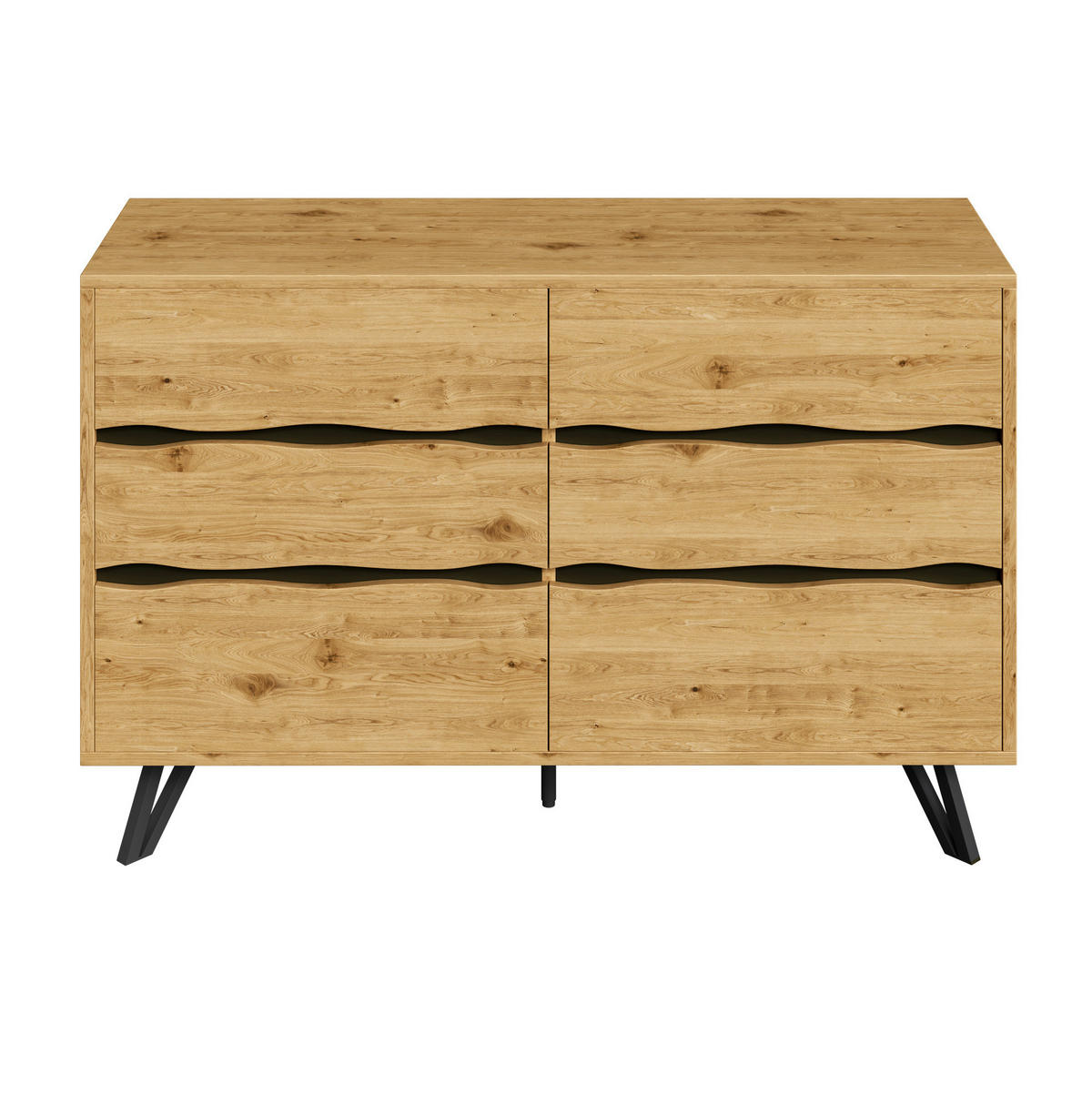 SIDEBOARD aus Spanplatte 120x40x75,5 cm Holzfarbe mit 6 Schubladen und Metallfüßen - Naturfarben, Holzwerkstoff (120/75.5/40cm) - IVMEU