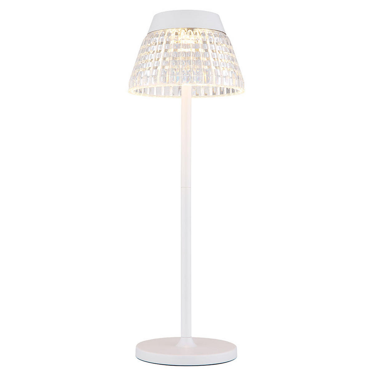 LED TISCHLEUCHTE Lora Weiß Acrylkristalle - Weiß, Metall (13.5/13.5/38cm) - Globo Lighting