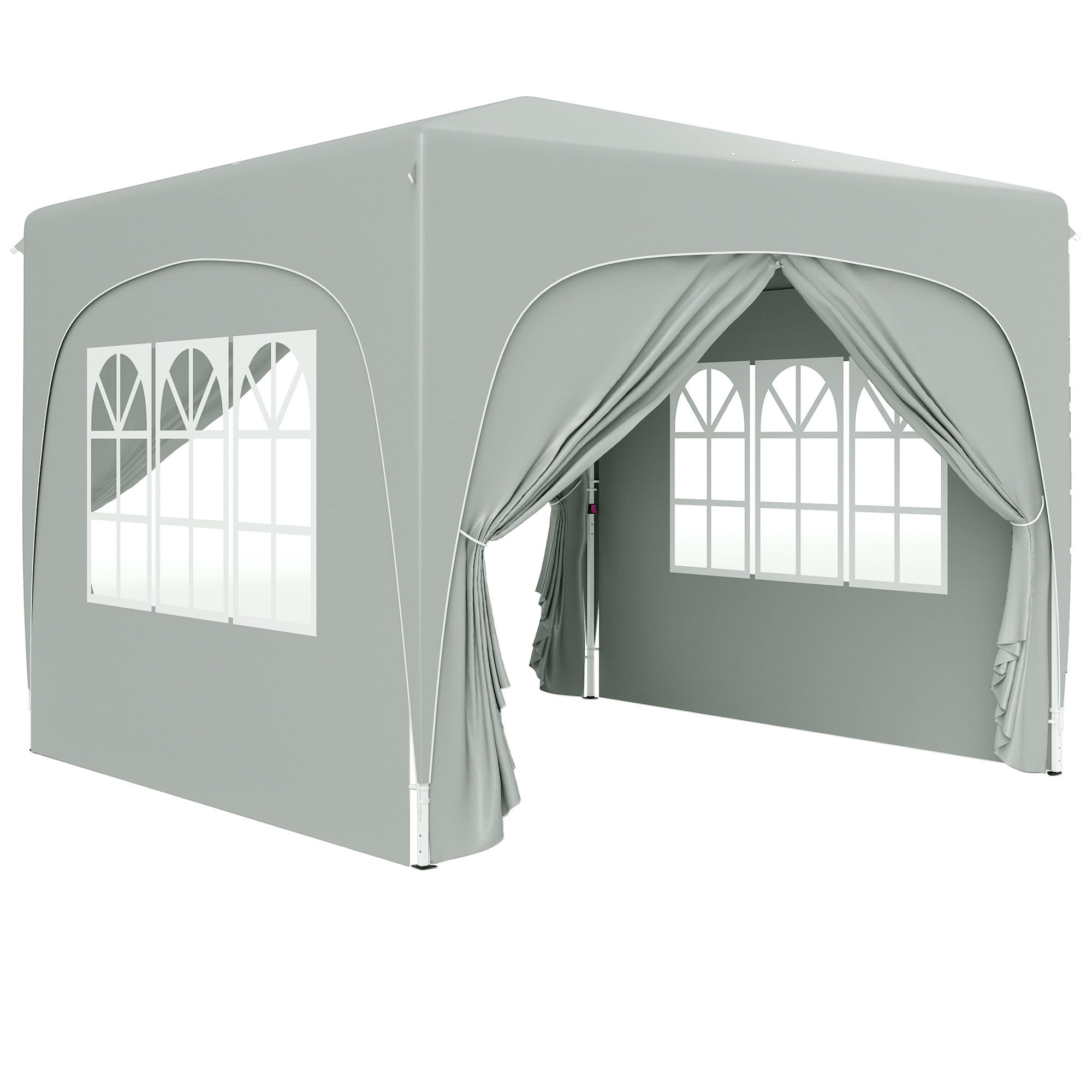 PAVILLON 3x3m, wasserabweisend Stabil Winterfest Pop-up Faltpavillon, UV Schutz - Hellgrau, Metall (300/273/300cm) - Outsunny