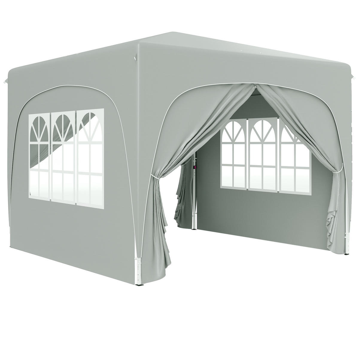 PAVILLON 3x3m, wasserabweisend Stabil Winterfest Pop-up Faltpavillon, UV Schutz - Hellgrau, Metall (300/273/300cm) - Outsunny