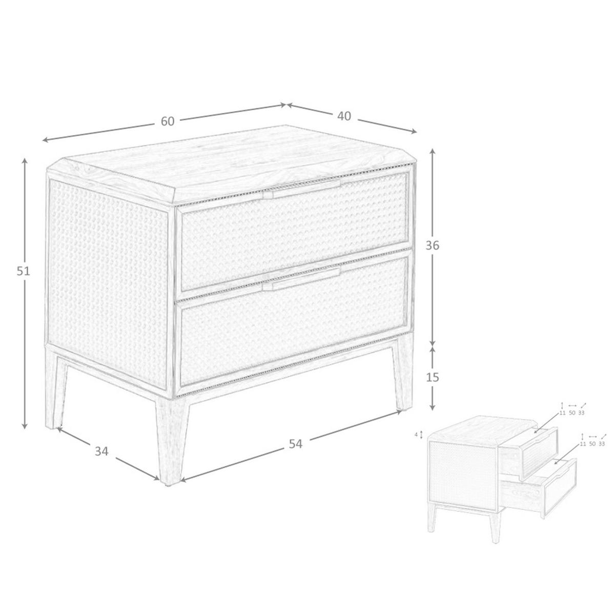 NACHTSCHRANK Nachttisch aus dunkelgrünem PVC und Walnussholz 60/40/51 cm - Dunkelgrün/Walnussfarben, Holz (60/51/40cm) - ANGEL CERDA