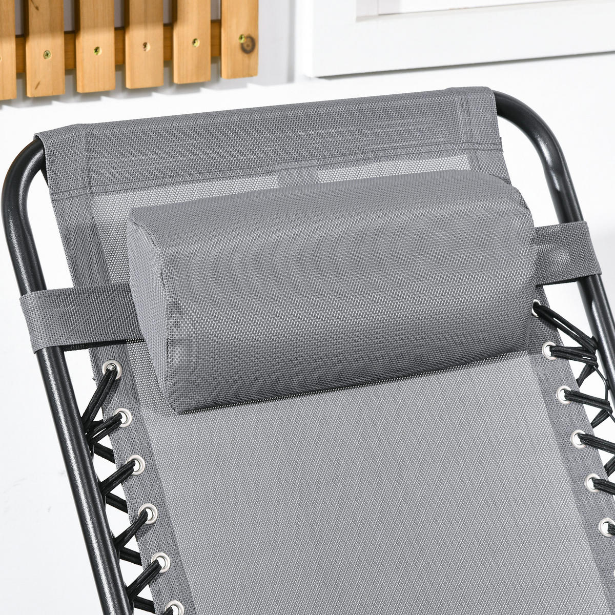 SCHAUKELSTUHL, mit Kopfkissen, bis 120 kg, Mesh, Hellgrau, 95 x 64 x 106 cm - Hellgrau, Metall (64/106/95cm) - Outsunny