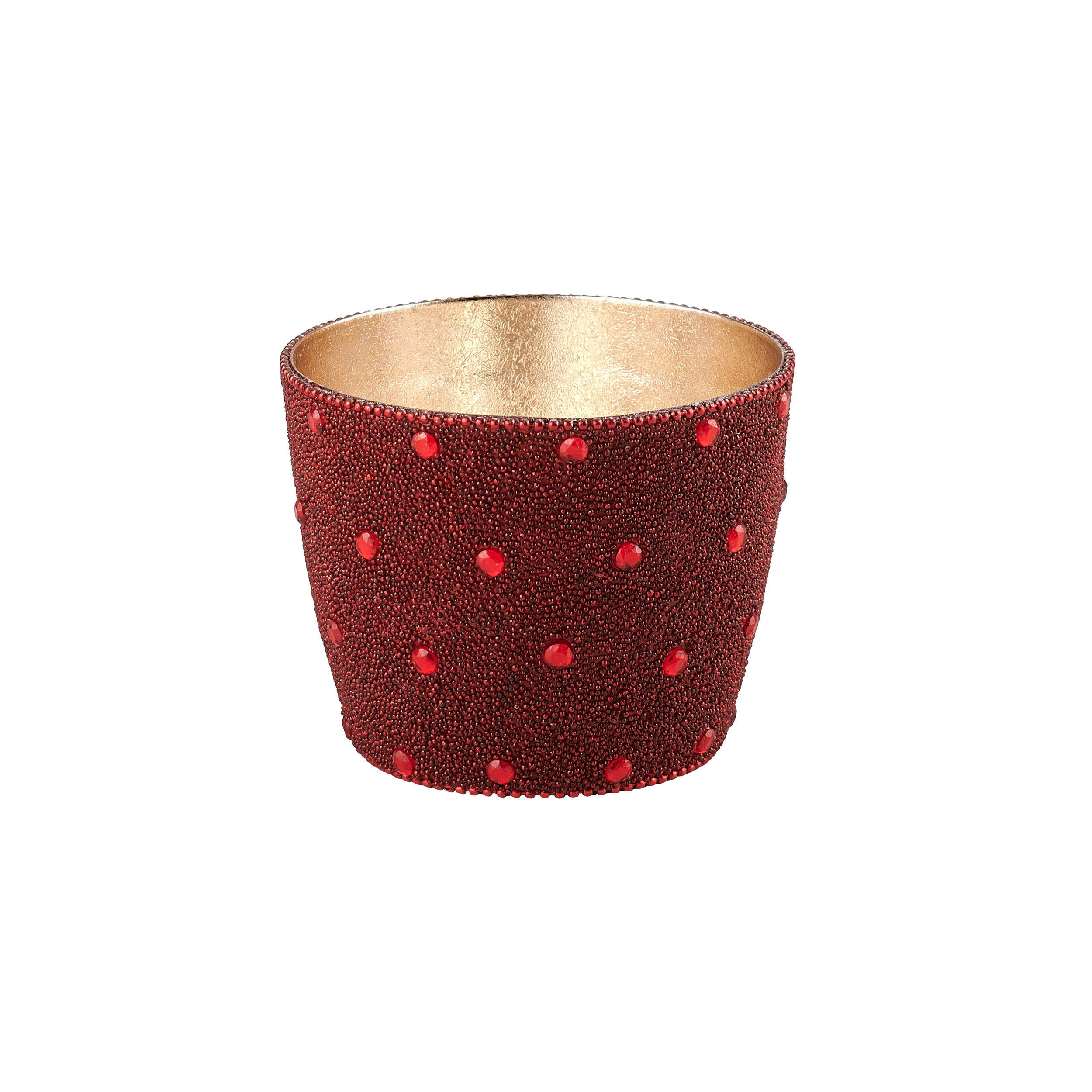 TEELICHTHALTER Madras Perlen M, Eisen / Glas, Rot, 10.5 cm - Rot, Metall (8.5cm) - Gift Company