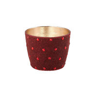 TEELICHTHALTER Madras Perlen M, Eisen / Glas, Rot, 10.5 cm - Rot, Metall (8.5cm) - Gift Company