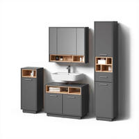 BADMÖBEL-SET Temo Anthrazit 4 Teile - Anthrazit/Sonoma Eiche, Holzwerkstoff (80/93/40cm) - Livinity®