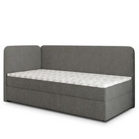 BOXBETT GINA 100x200 cm mit Matratze und Topper, H2+H3 - Grau - Grau, Holz (100/200cm) - MASSENO