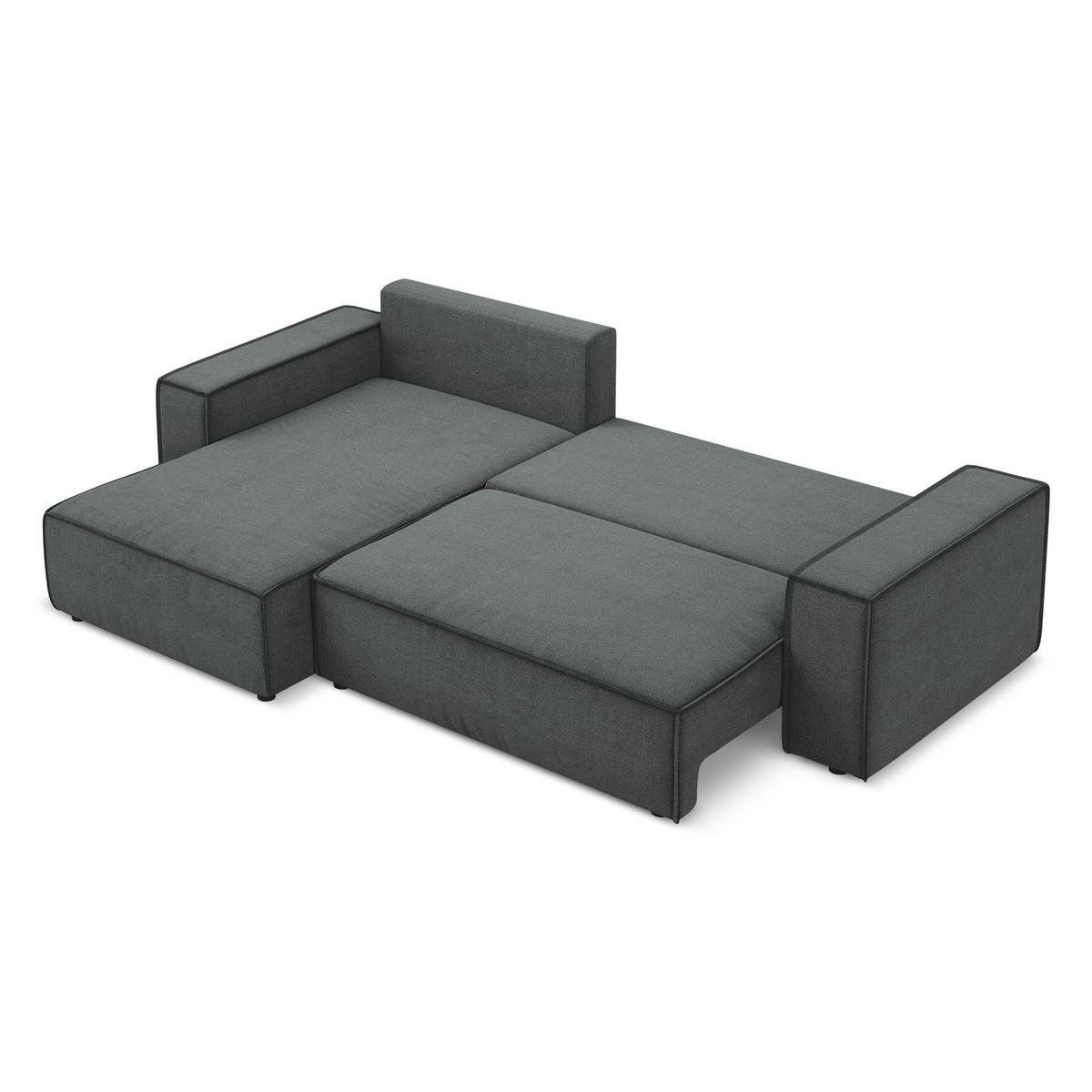 ECKSOFA mit Schlaffunktion Strukturstoff Stoff Grau - Schwarz/Grau, Kunststoff/Textil (185/290cm) - LaMiaSofa