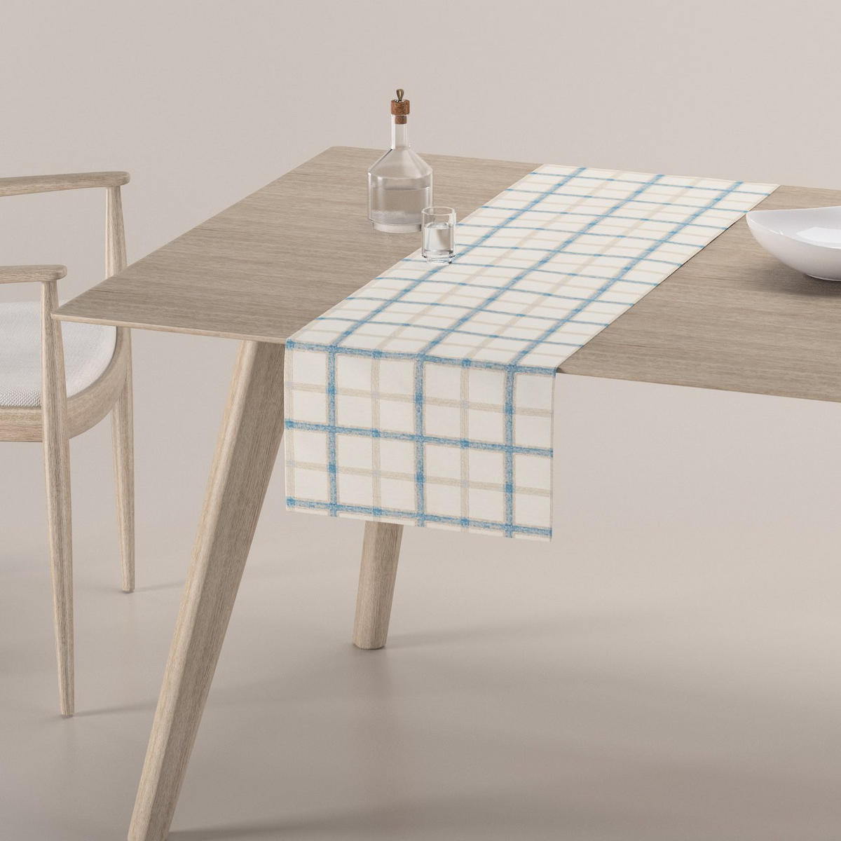 TISCHLÄUFER Avinon, weiß und blau, 40x130 cm - Weiß, Textil (40/130cm) - Dekoria