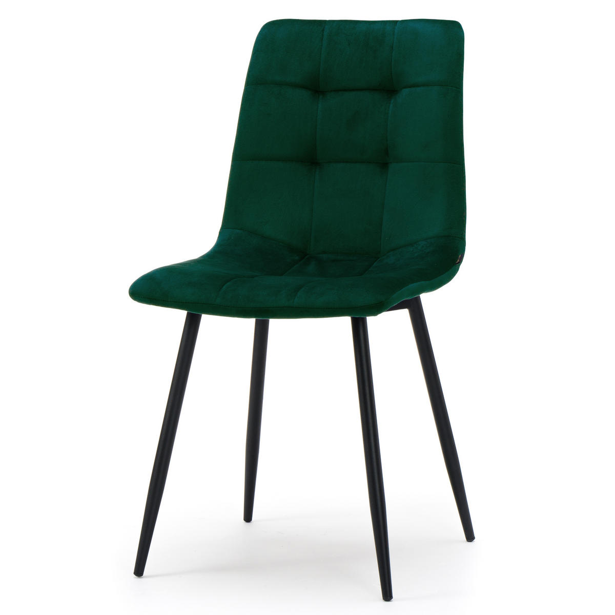 STUHL PARMA gepolsterter mit Steppung - grün - Samt Velour - Schwarz/Grün, Textil/Metall (45/88/55cm) - NEW HOME