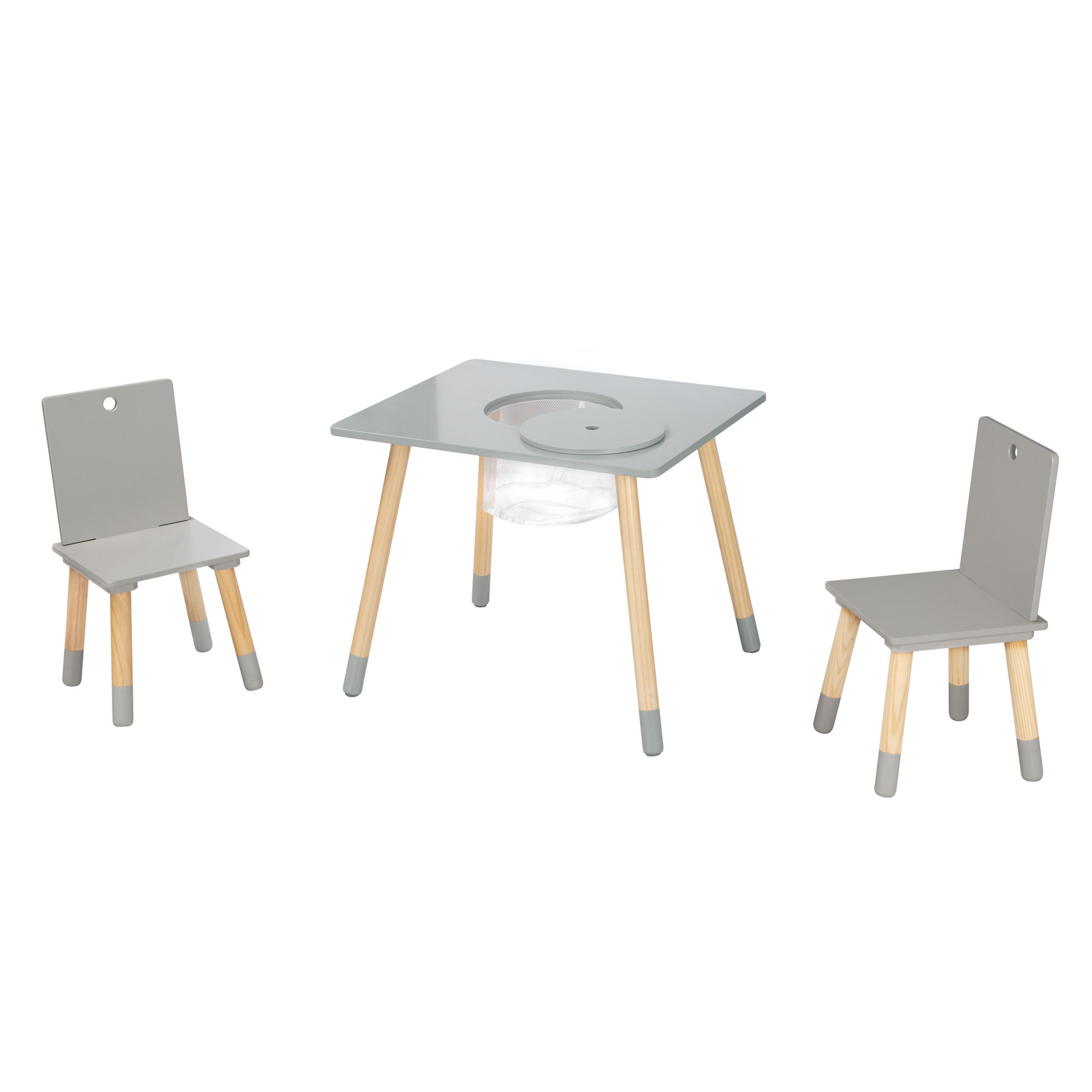 SITZGRUPPE mit Aufbewahrungsnetz - Naturfarben/Grau, Holzwerkstoff/Textil (60/54/50cm) - Roba