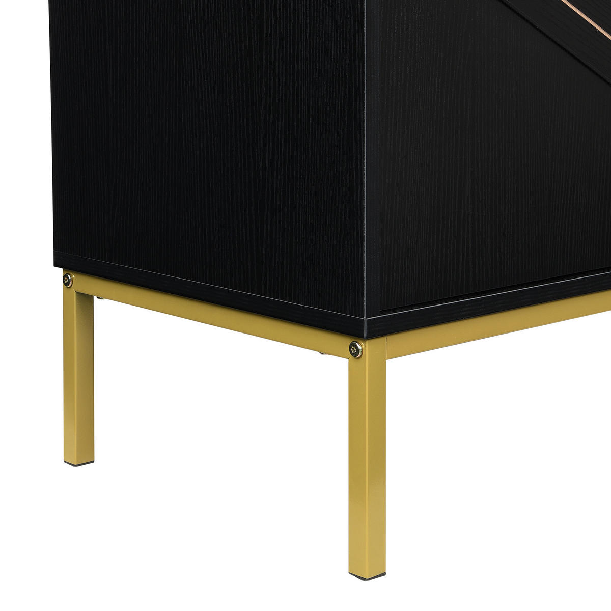 SIDEBOARD 4 Türen Schwarz Gold Metallbeine Verstellbare Regale - Schwarz, Holzwerkstoff (40/80.5/160cm) - FLIEKS