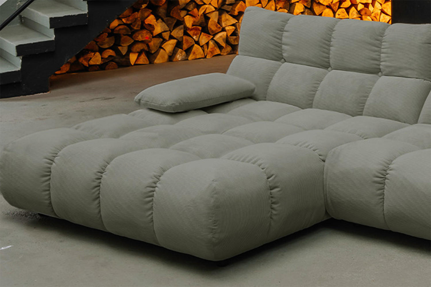 Thumbnail - Kawola Ecksofa, Olivgrün, Textil, Echtholz, 3-Sitzer, Füllung: Kaltschaum, Ottomane links, 290x178 cm, Wohnzimmer, Sofas...