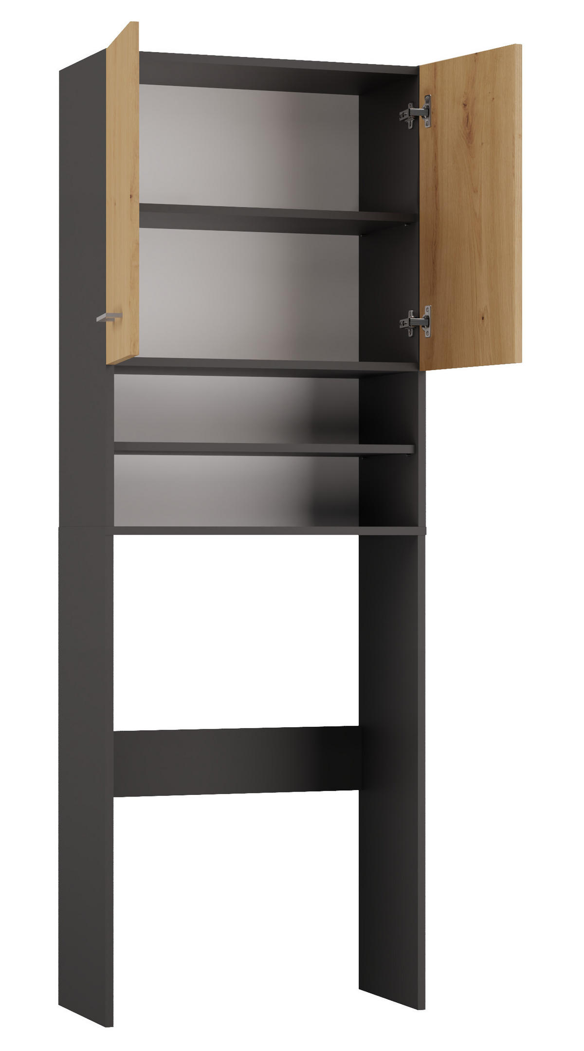 WASCHMASCHINENSCHRANK Überbau mit Regal und Türen - Anthrazit/Eiche Artisan, Holzwerkstoff (64/180/30cm) - CDF