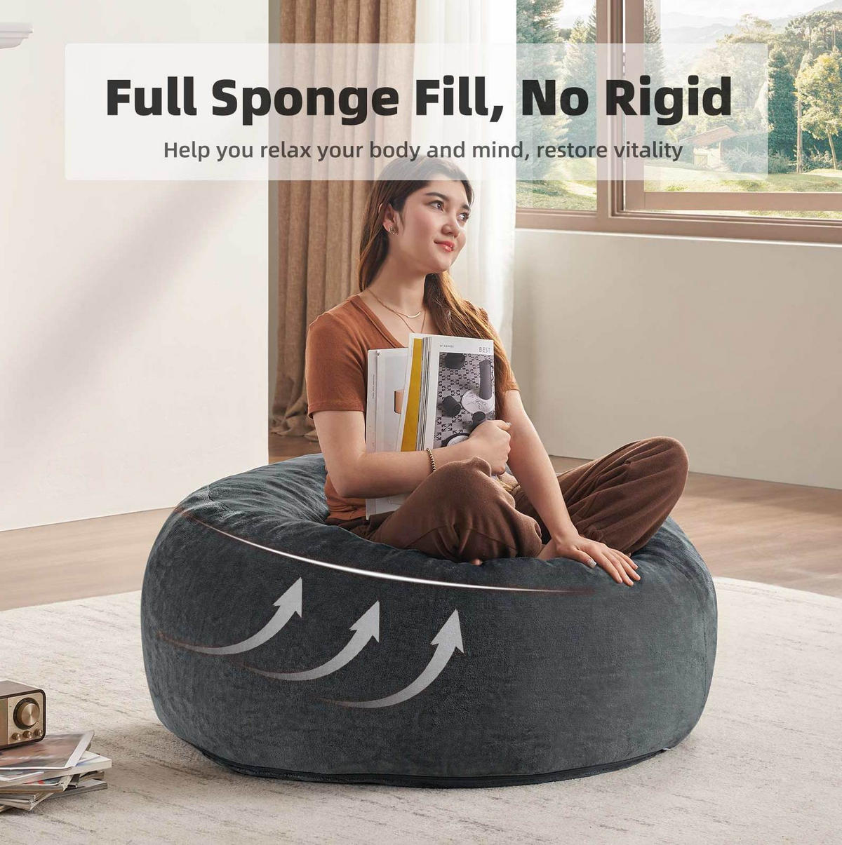 SITZSACKSOFA faltbar ca. 91,4 cm Dunkelgrau - Dunkelgrau, Kunststoff (90/50/90cm) - Beauniv