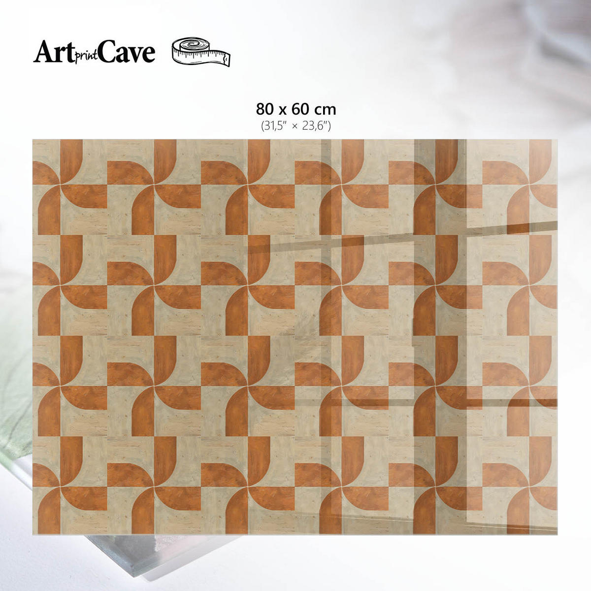 GLASPLATTE 80x60 cm – Farbenfrohes Mosaik - Beige, Glas (0.4/80/60cm) - ArtPrintCave