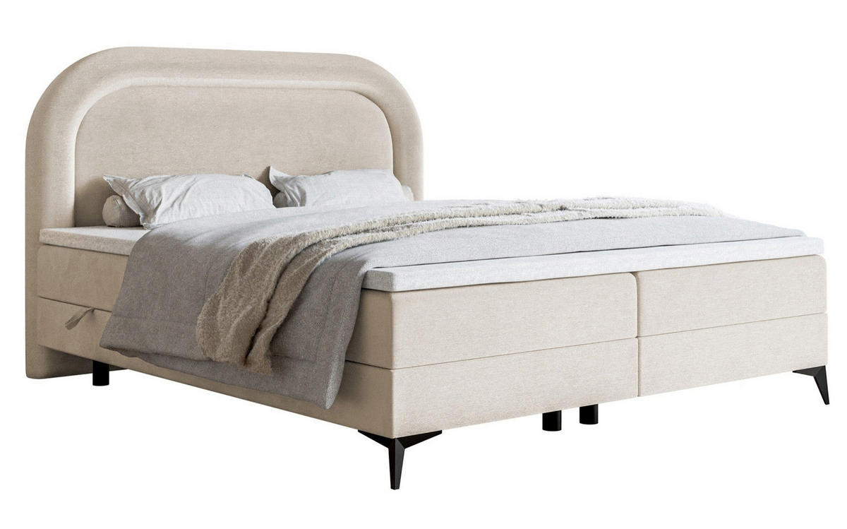 BOXBETT Loreo Greige Samt wasserfest 140x200 cm - Taupe/Schwarz, Kunststoff/Textil (140/200cm) - Selsey