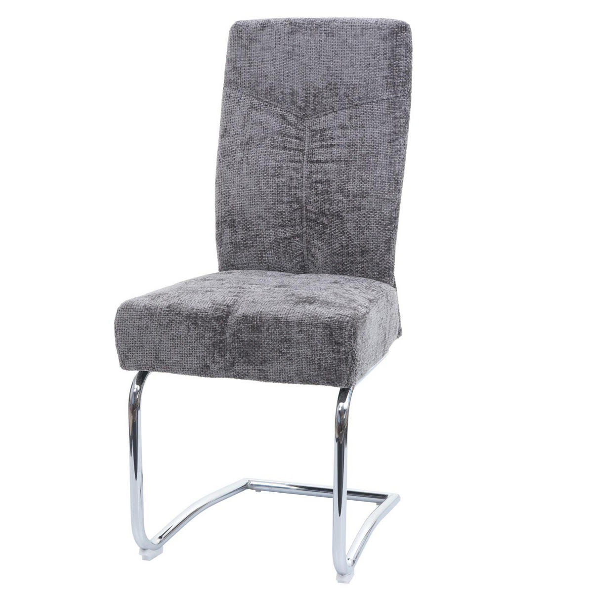 ESSZIMMERSTUHL 2er-Set gepolstert 105x46x60cm Sitzhöhe 53cm Metall Stoff/Textil Chenille Dunkelgrau - Dunkelgrau, Textil (46/105/60cm) - CHEFGASTRO