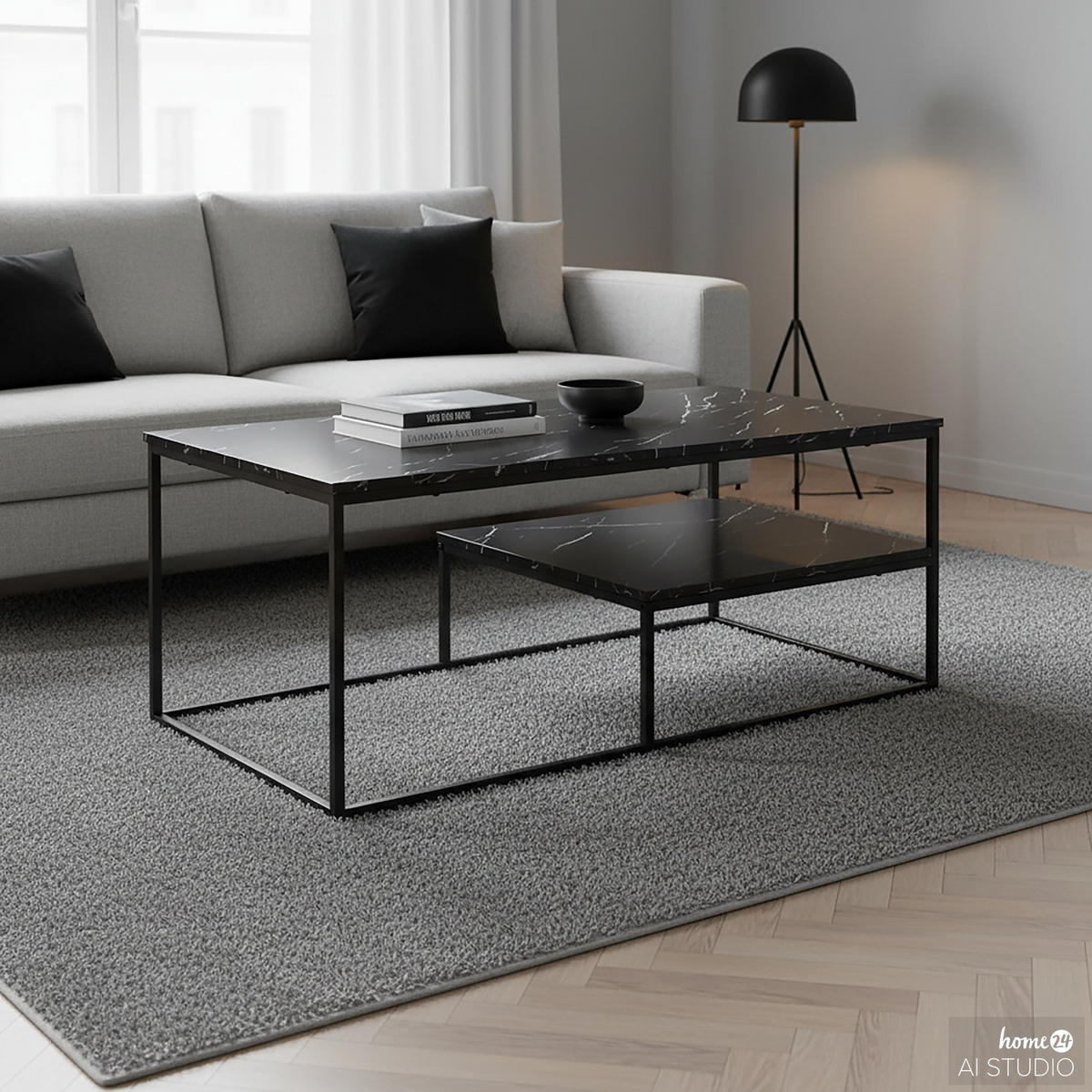 COUCHTISCH - Schwarz, Holzwerkstoff/Metall (60/110/45cm) - home24