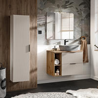 BADMÖBEL-SET 3-TLG. Adelaide-56 - Beige, Holzwerkstoff (115/200/47cm) - Lomado
