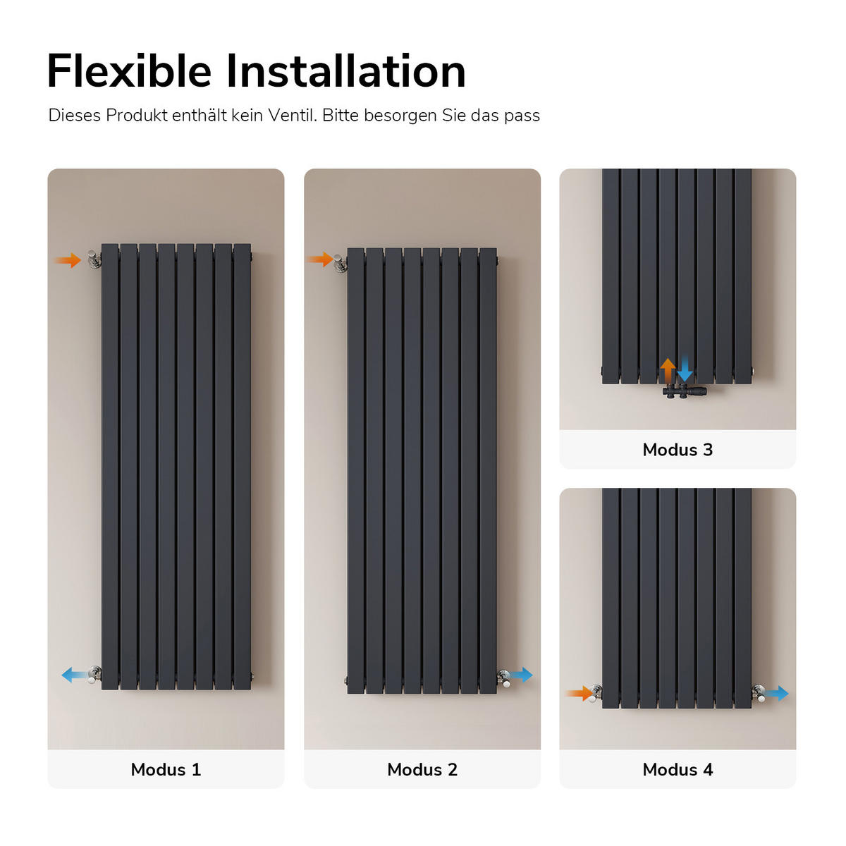 HEIZKÖRPER Vertikal Warmwasser Zweilagig Anthrazit 180/61,6/6,6 cm - Anthrazit, Metall (62/180/6.3cm) - EMKE