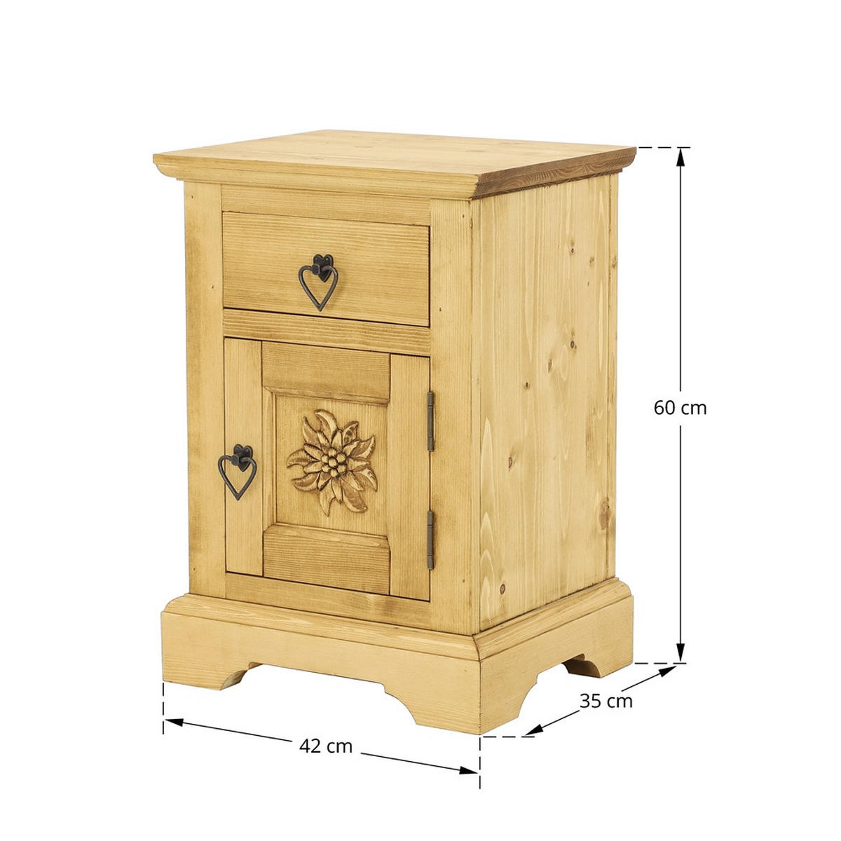 NACHTTISCH aus Massivholz JAGNA - Honig, Holz (42/60/35cm) - Seart