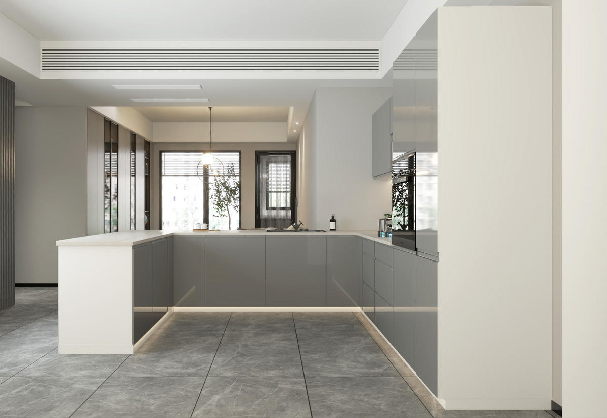 ECKKÜCHE 310 × 289 × 210 cm - Velmora KÜ-AS-013 - in Grau / Hochglanz - Grau, Holz (310/212/58cm) - ROYAL24_MARKT