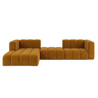 ECKSOFA Modulares In L-Form, Velvet-Stoff Riviera, Senffarbe, Links, GRAND 319 cm - Gelb, Holz (319/175cm) - Kaiser Möbel
