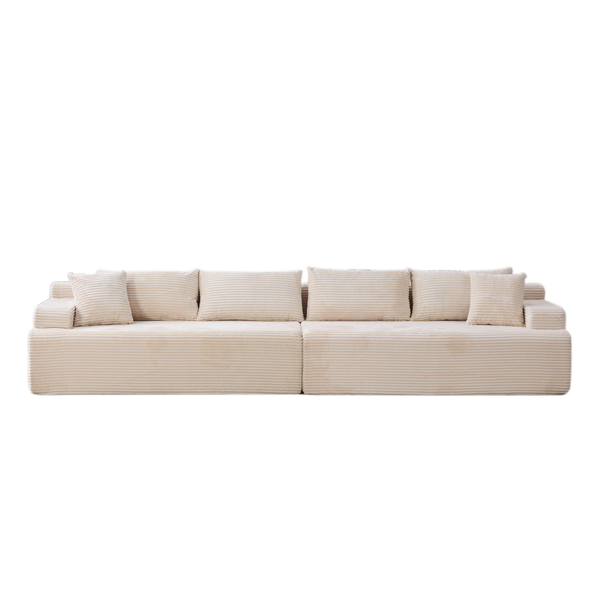 SOFAELEMENT 334/99/74.5 cm Elfenbein Chenille mit 30D hochelastischem Schaumstoff und rutschfestem Bode - Ecru, Textil (99/74.5/344cm) - Oxeza