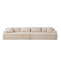 SOFAELEMENT 334/99/74.5 cm Elfenbein Chenille mit 30D hochelastischem Schaumstoff und rutschfestem Bode - Ecru, Textil (99/74.5/344cm) - Oxeza