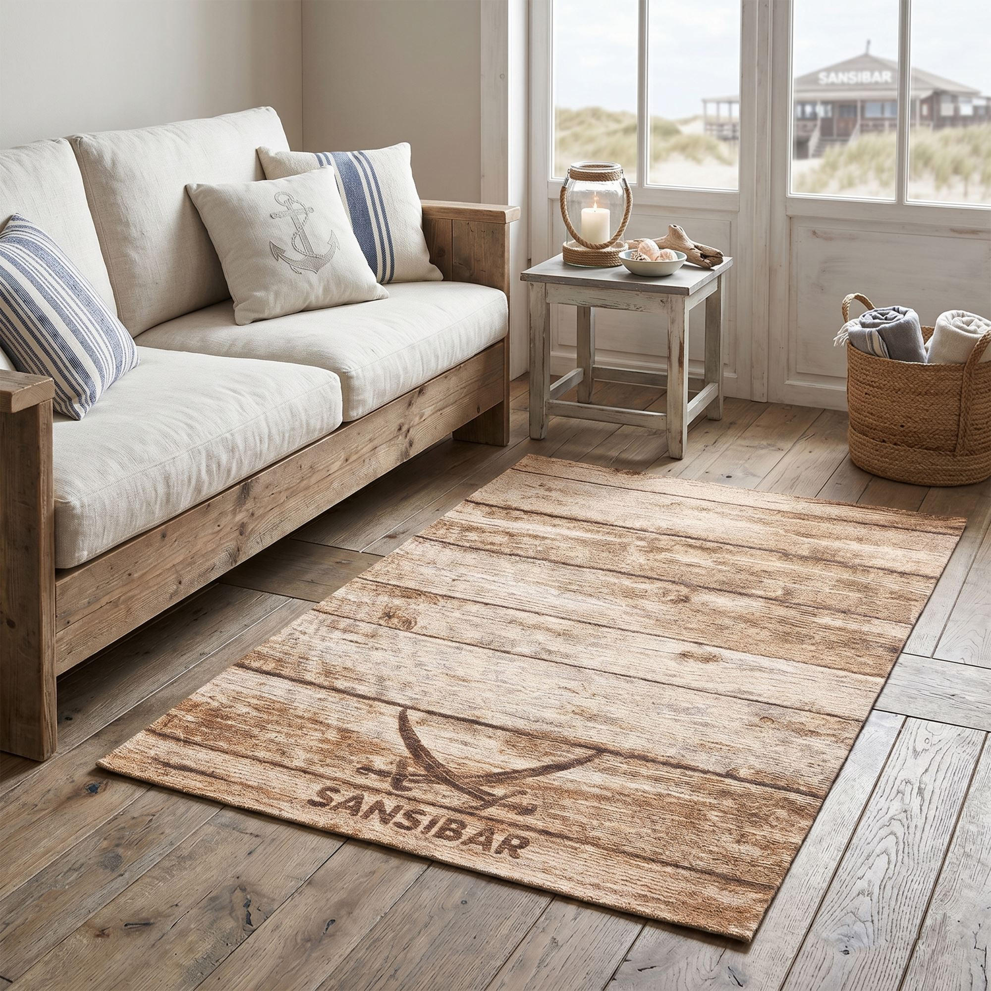Sansibar Sylt Flachwebteppich Braun 130x130 cm