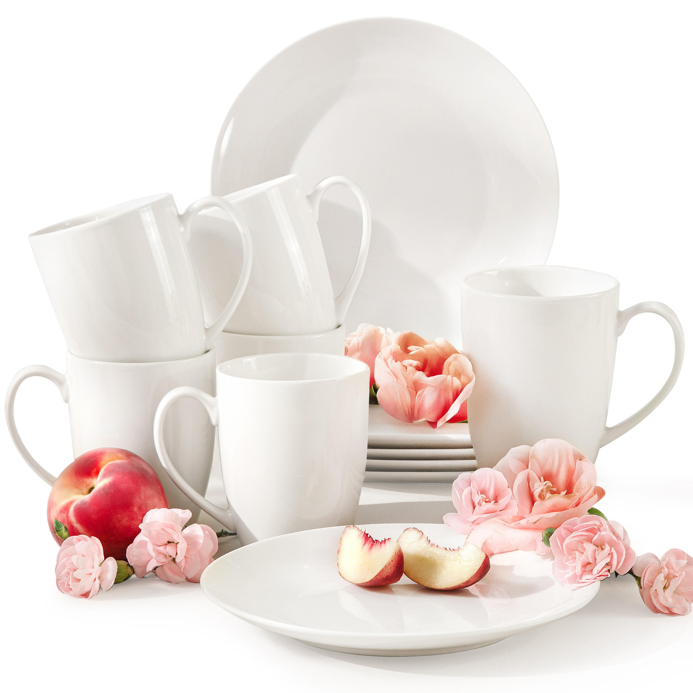 TEESERVICE 6 Personen AD BELLA 12-tlg,Porzellan, ecru - Ecru, Keramik (9/11/9cm) - KONSIMO®