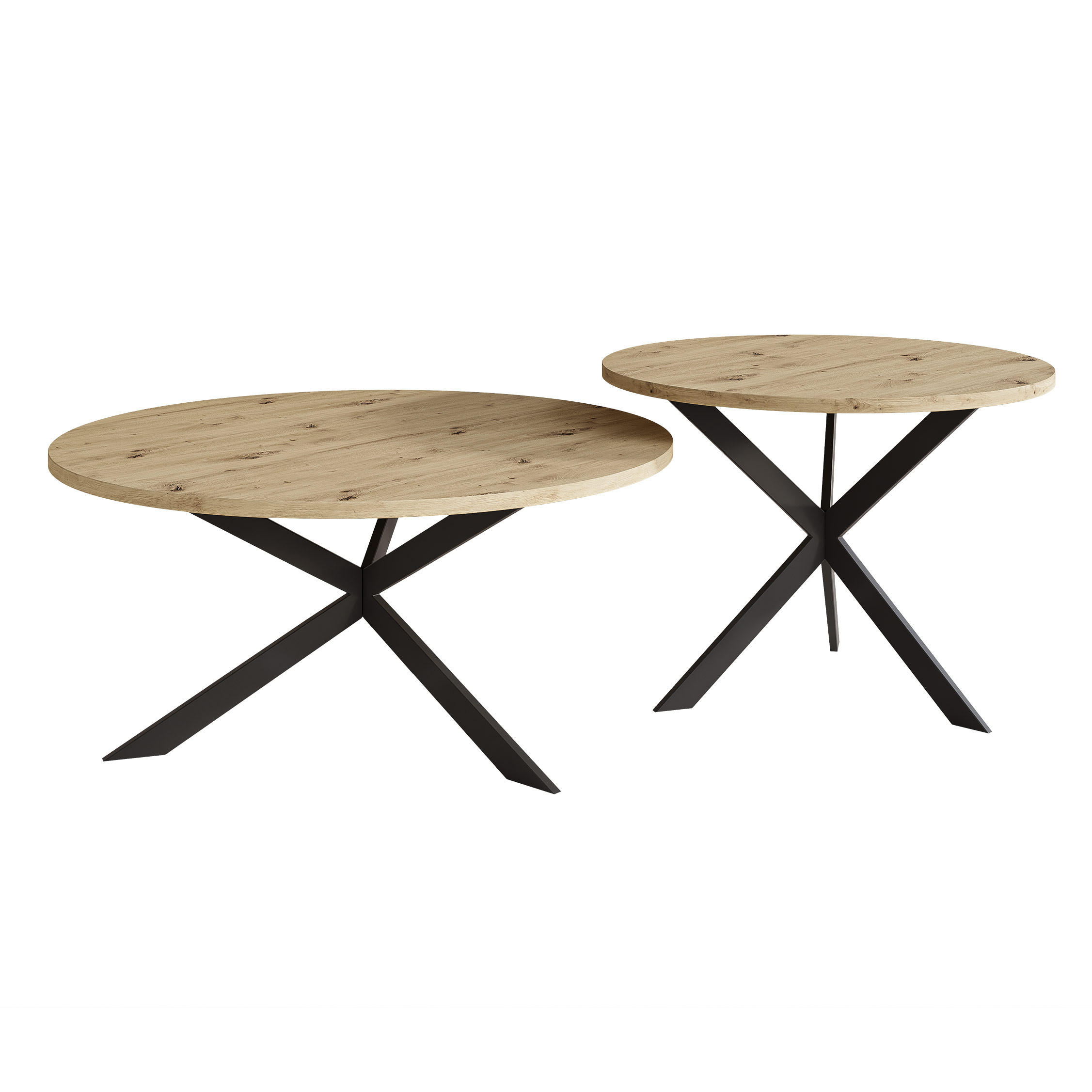 COUCHTISCH rund auf MDF, Artisan Eiche - Schwarz/Braun, Holzwerkstoff (75/75/36cm) - Idohome