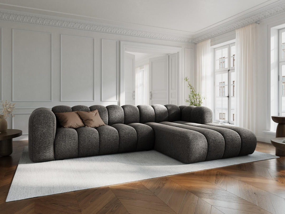ECKSOFA modular rechts Lupine aus Chenille-Stoff grau 4 Sitzplätze - Grau, Textil (177/290cm) - Micadoni