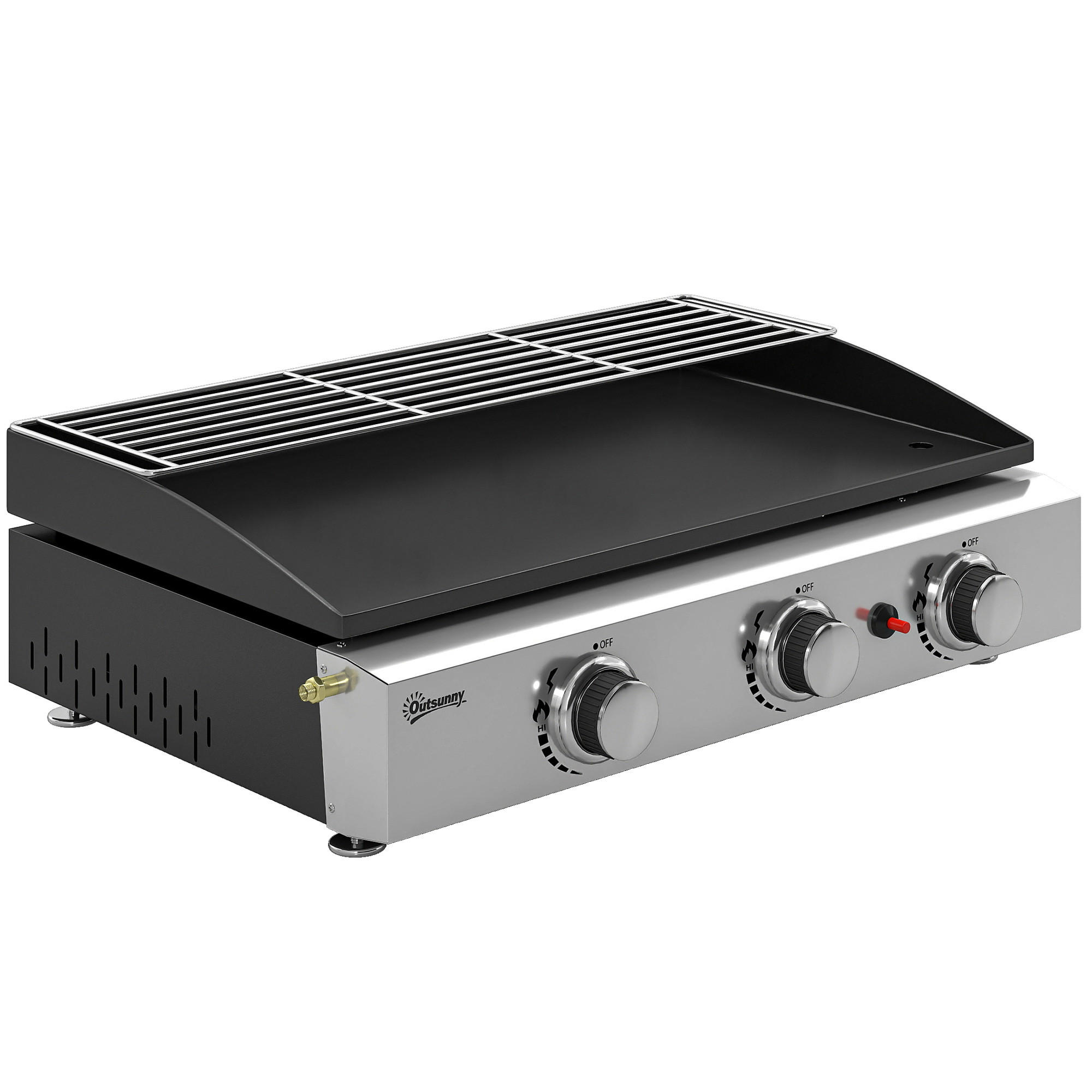 GASGRILL Stahl Edelstahl Schwarz - Schwarz, Metall (44/21/62cm) - Outsunny