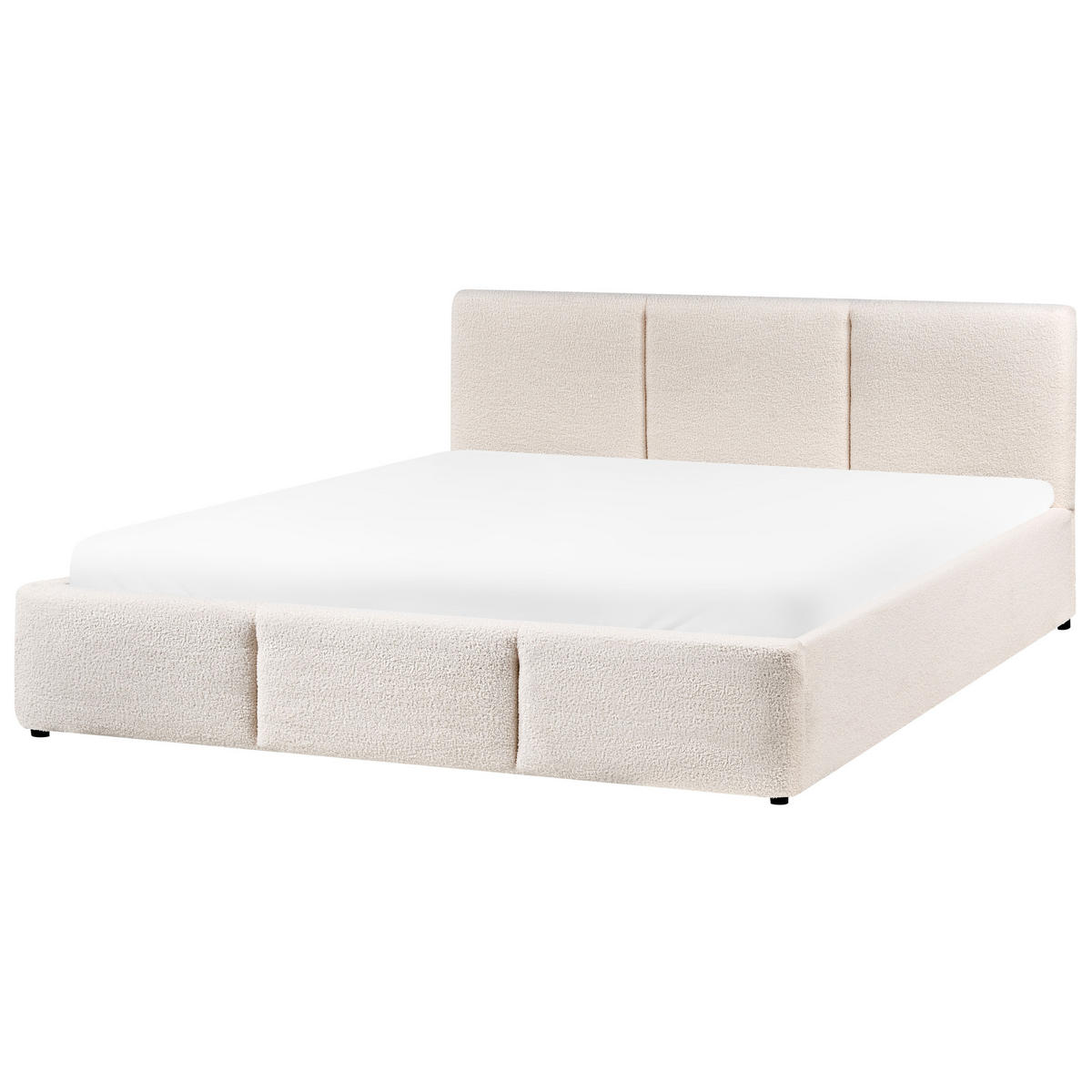 BETT mit Stauraum 160/200 cm Bouclé Cremeweiß Bousse - Creme, Textil (160/200cm) - Beliani