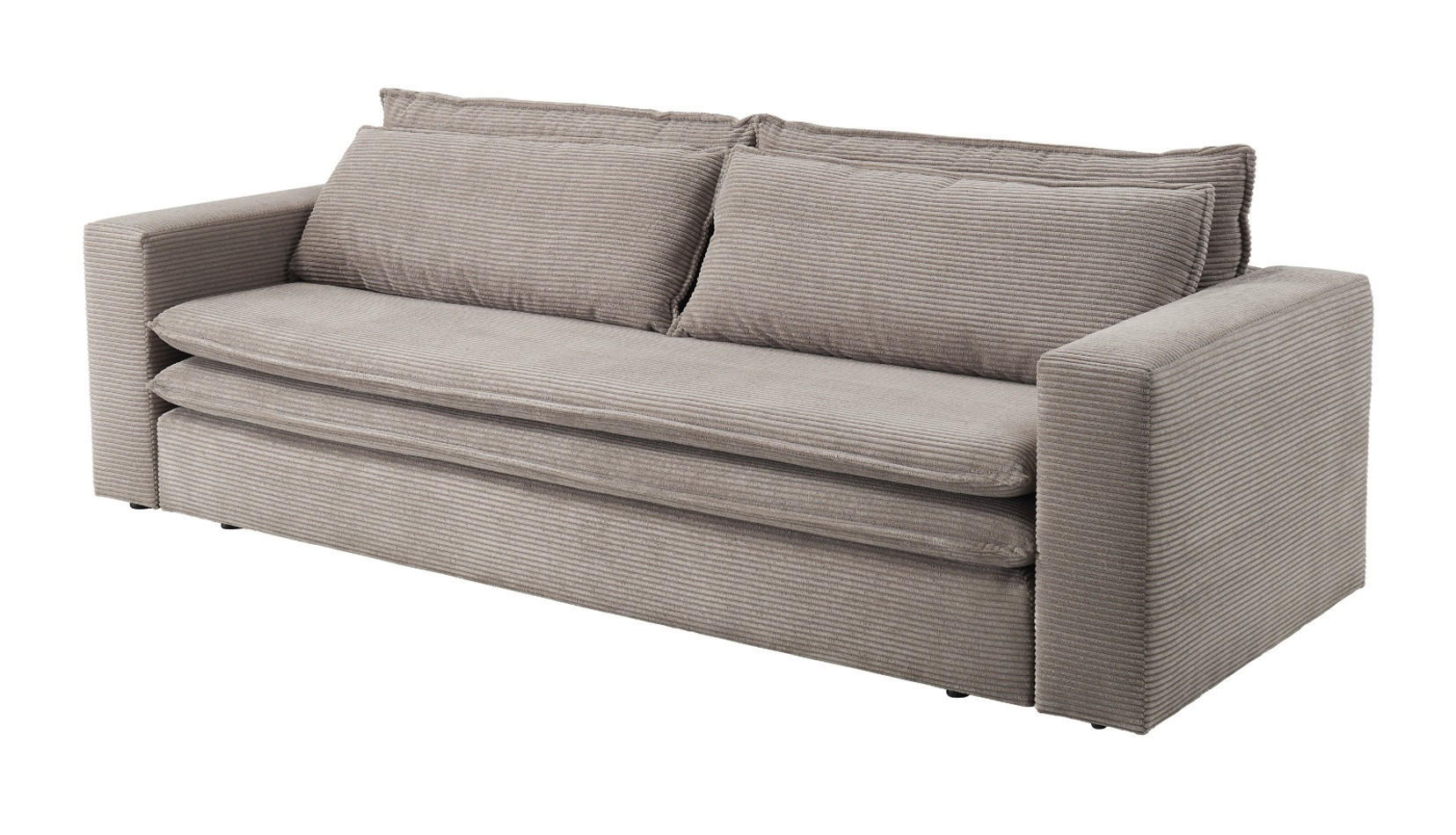 SCHLAFSOFA braun Cord, Sofa 3-Sitzer mit Bettfunktion 244 cm - Beige/Braun, Holz/Textil (244/83/91cm) - Furn.Design