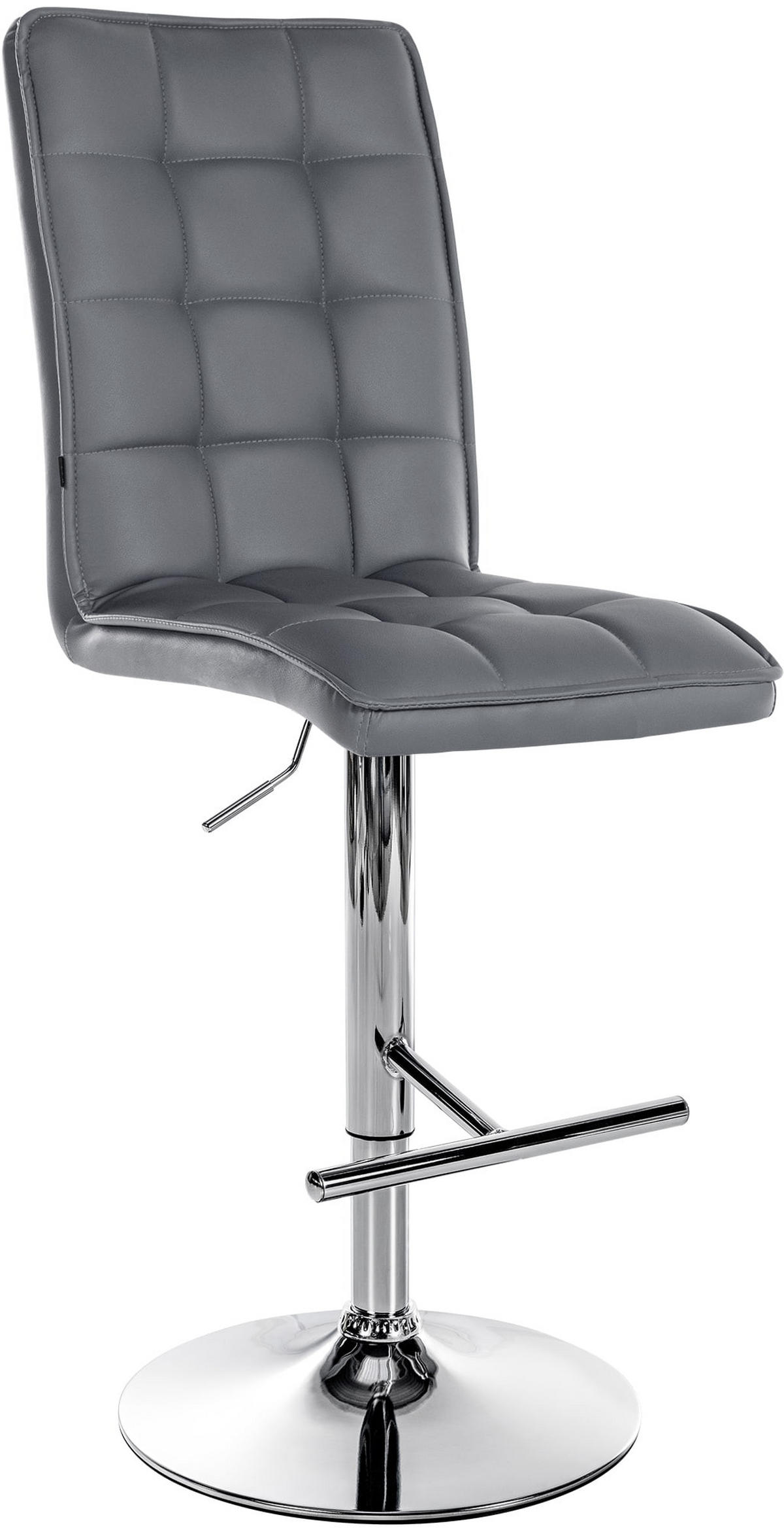 BARHOCKER Lederlook grau - Chromfarben/Grau, Textil/Metall (45/112/54cm) - CLP