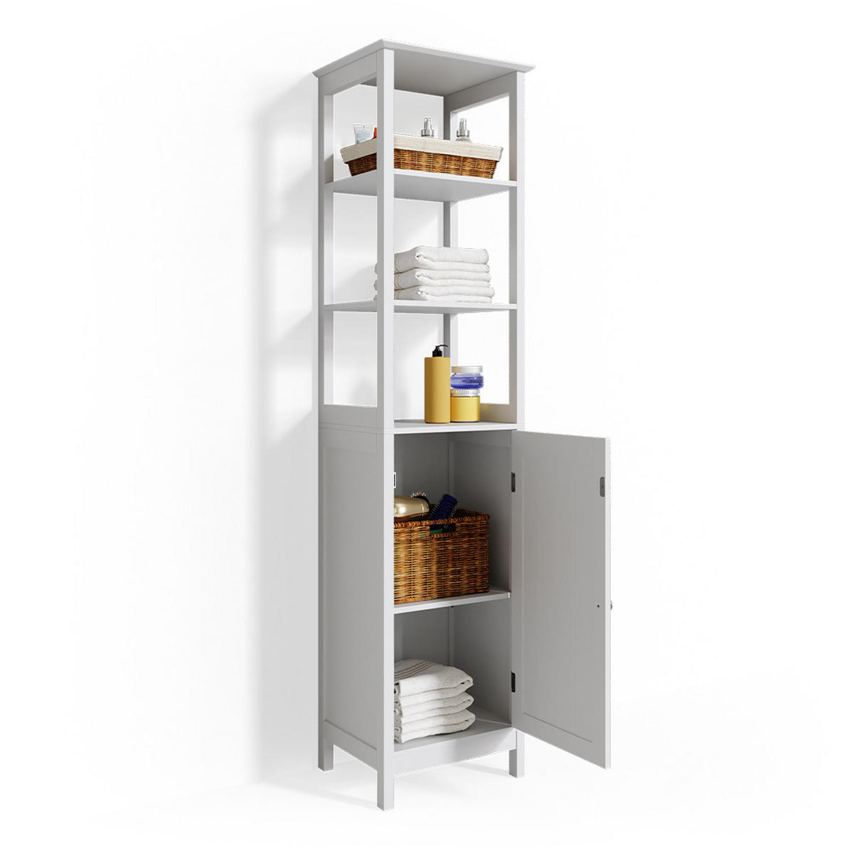 BADSCHRANK Bianco Weiß 40 x 160 cm - Weiß, Holzwerkstoff (40/160/32cm) - Vicco