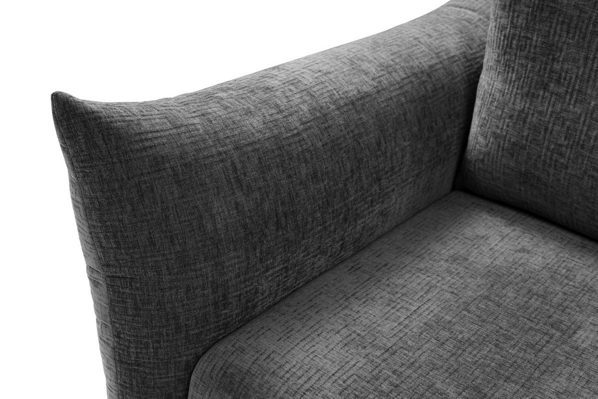 SOFA ADEL - Schlaffunktion Und Bettkasten, Wellenfederung, PUR-Schaum, Schwarze Metallfüße lose Rückenkissen, freistehend, 240x108x75 cm Graphite - Graphitfarben, Holz/Textil (240/75/108cm) - DomoHome