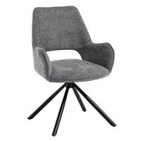 OTOČNÁ ŽIDLE Treo v látce bouclé s kovovými nohami, tmavě šedá - černá/tmavě šedá, kov (58/86/60cm) - Beautysofa