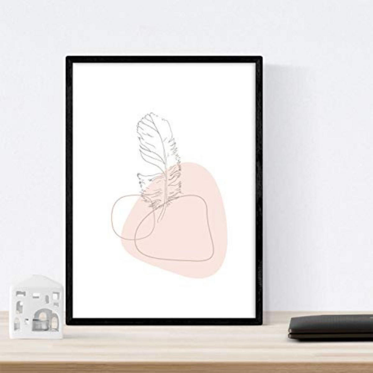 POSTER Set mit 4 Töne und Pastelldecke bildet weibliche Figuren A4 Schwarzer Rahmen - Schwarz, Papier (29.7/3cm) - Nacnic