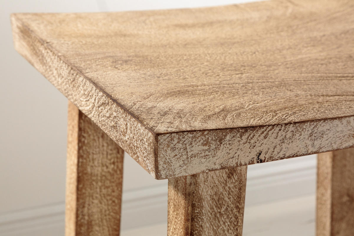 HOCKER FINCA Mango Beige 45 cm - Beige/Braun, Mangoholz/Holz (40/45/30cm) - riess-ambiente