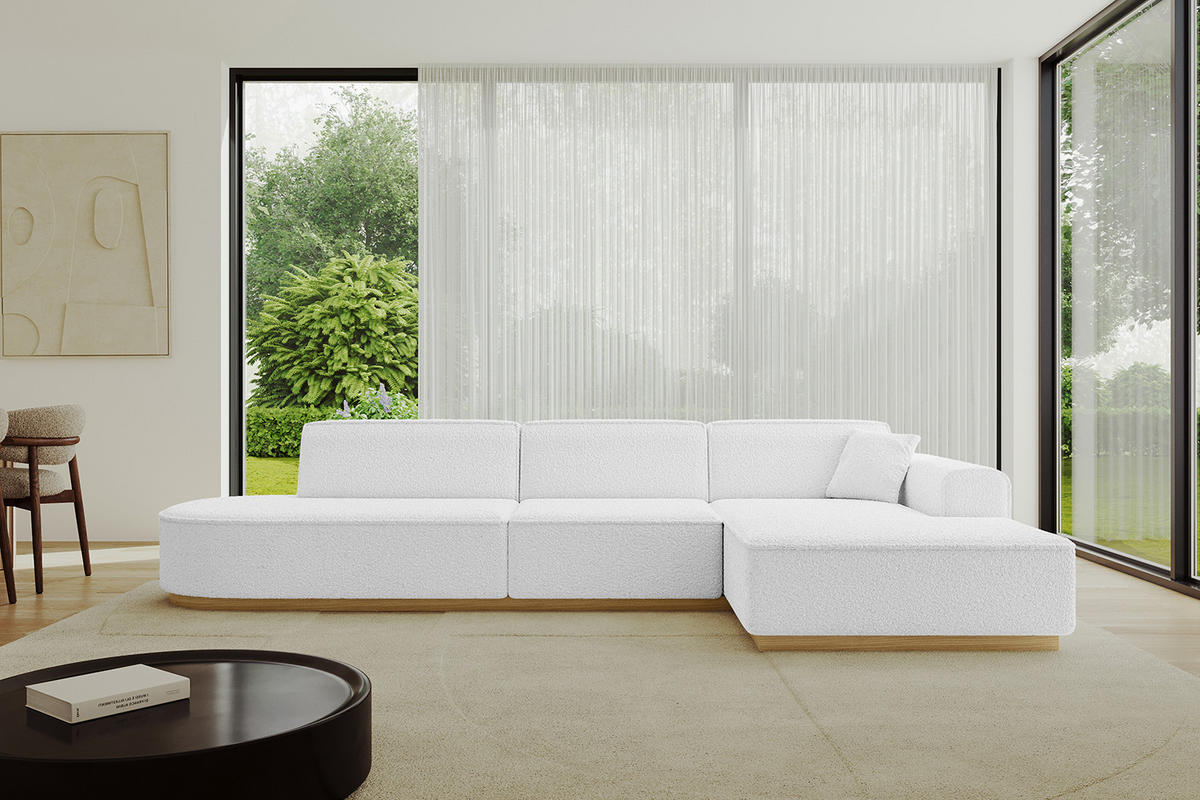 ECKSOFA Ottomane Rechts IREA-L2-v2 - 327x165x80 cm Weiß - Weiß, Holzwerkstoff/Textil (327/165cm) - ALTDECOR