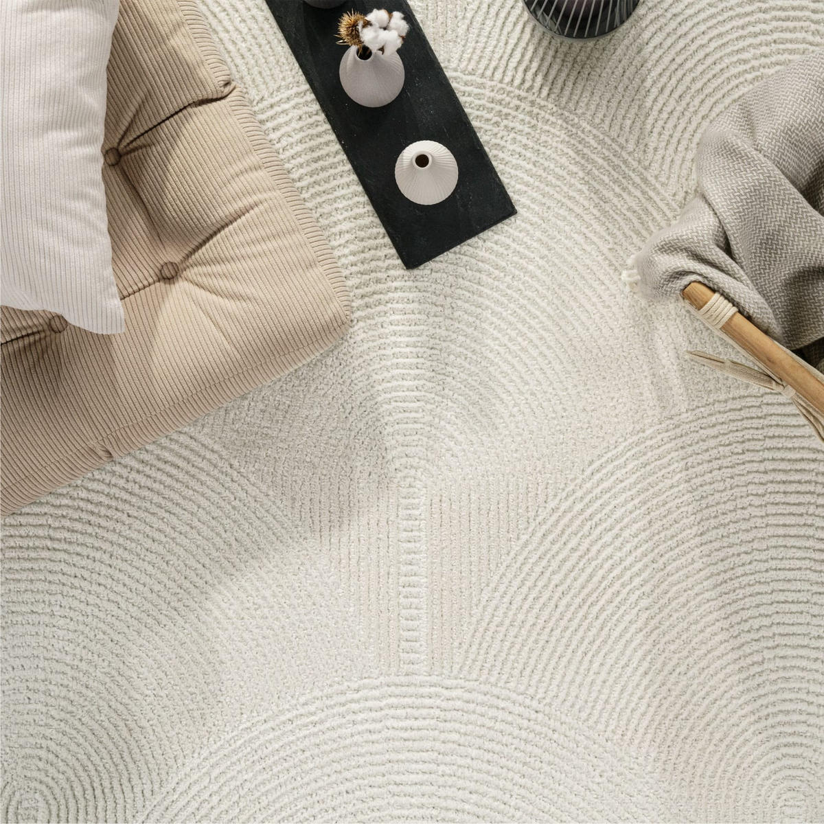 FLACHWEBETEPPICH Boho Creme 80 x 150 cm - Creme, Kunststoff (80/150cm) - TT Home