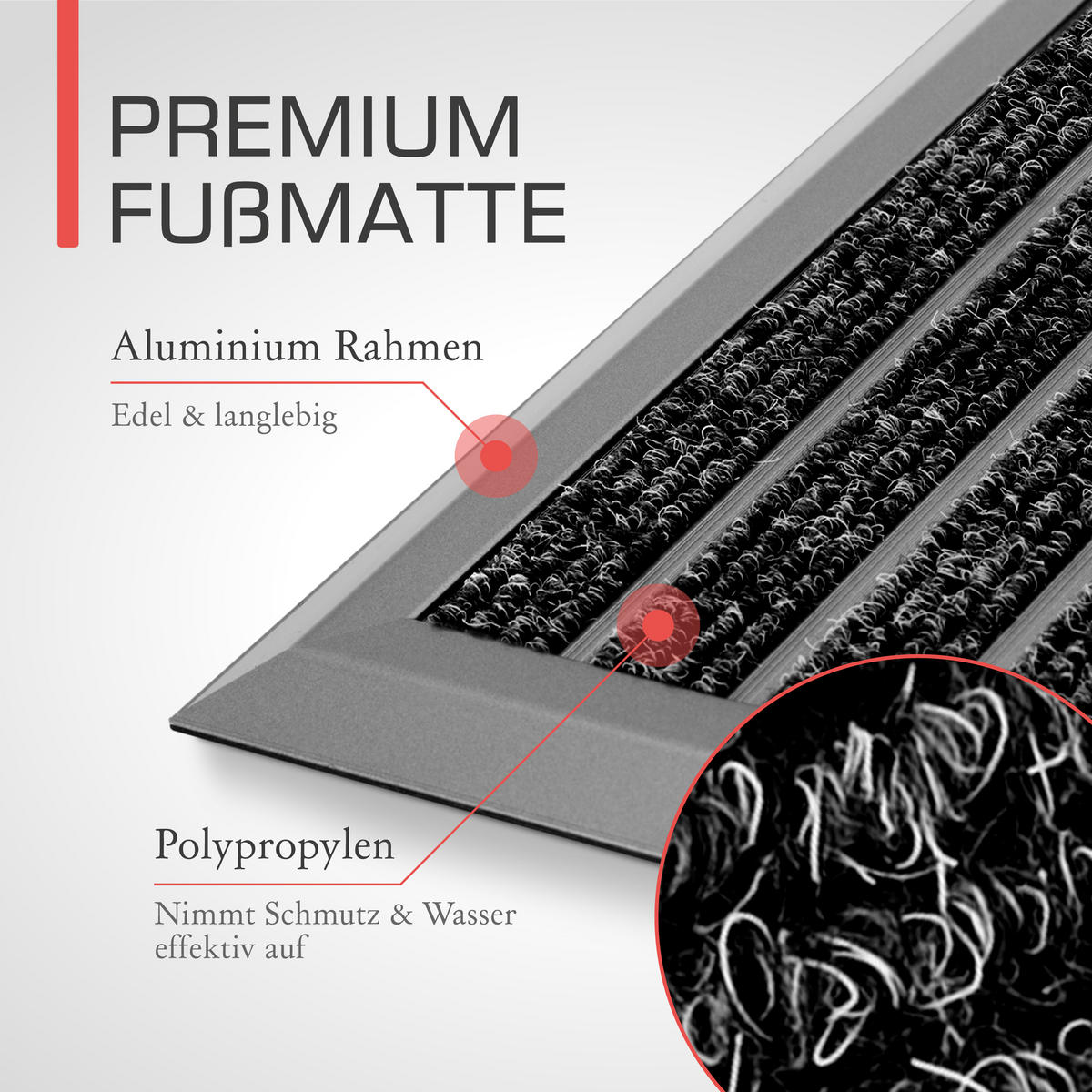 ALU-FUSSMATTE AluGant DL - Blaugrau, Metall (80/50cm) - BoMoe