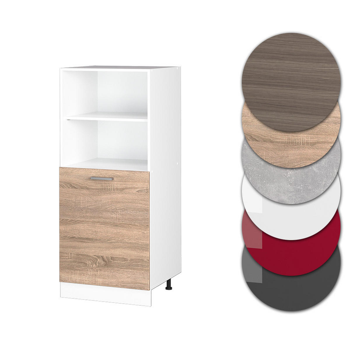 HERDUMBAUSCHRANK R-Line Sonoma 60 cm - Weiß/Sonoma Eiche, Holzwerkstoff (60/143/57cm) - Vicco